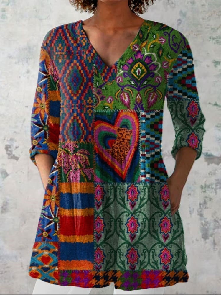 Lotte | Boho Bloemen V-Hals Shirt