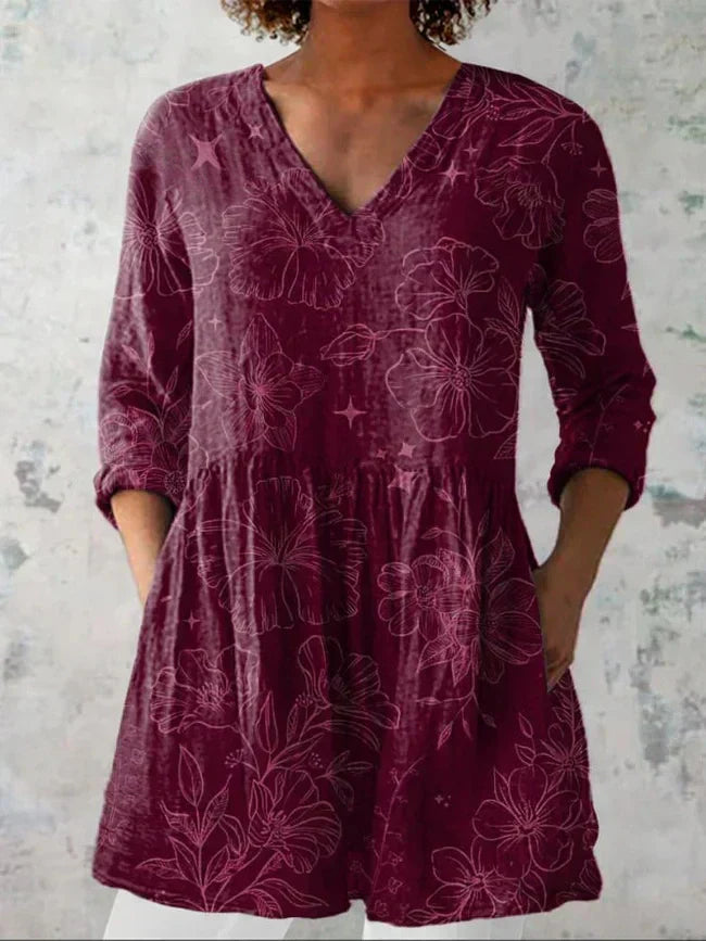 Maud | Klimbloem V-Hals Shirt