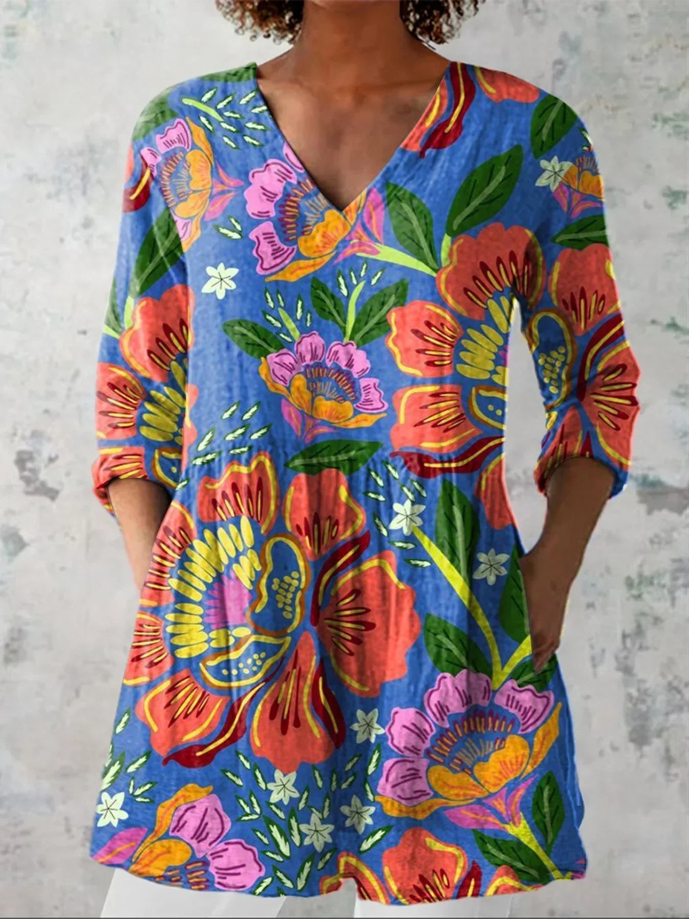 Lieke | Tropisch Bloemen V-Hals Shirt