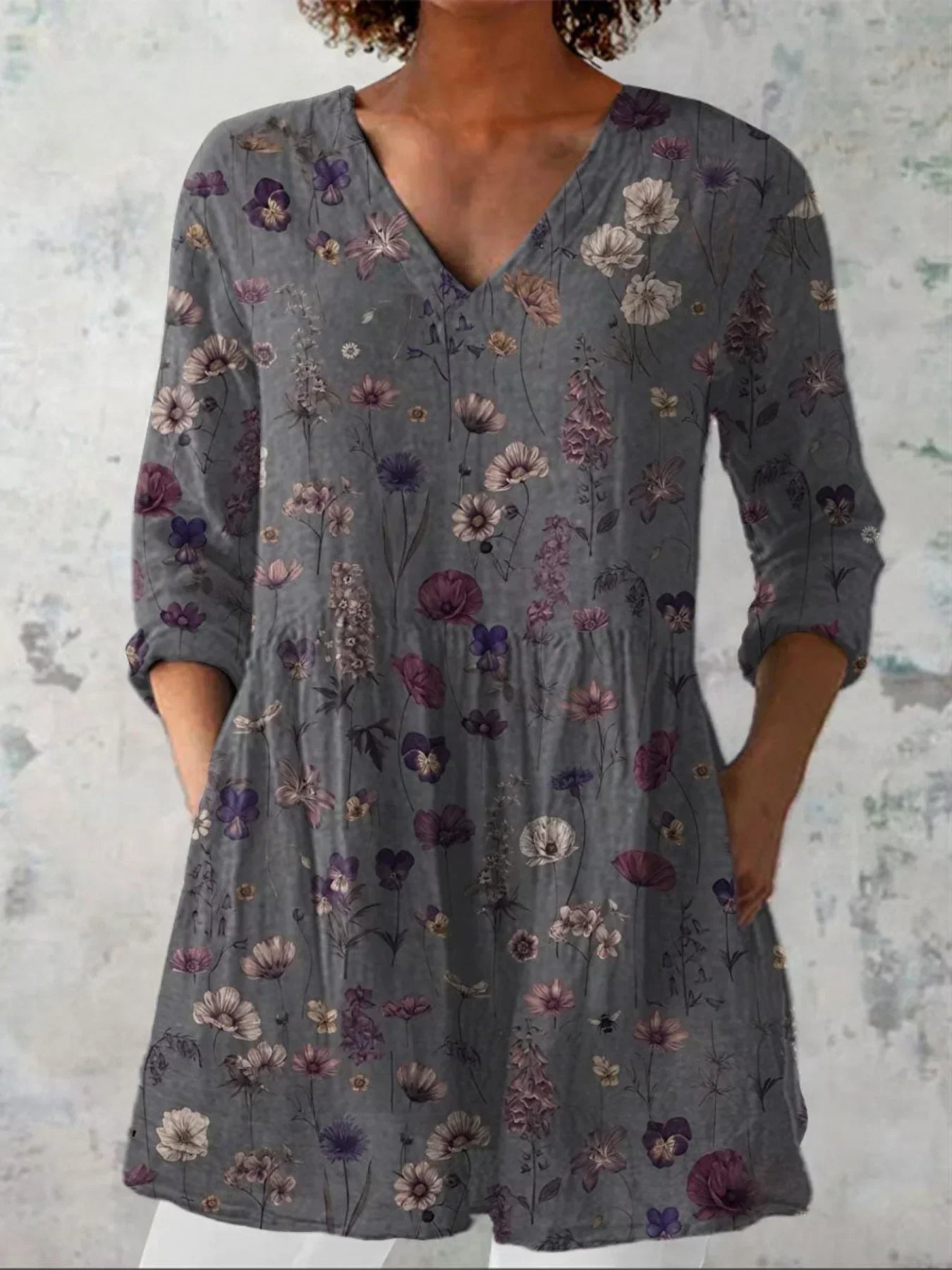 Anouk | Bloemen Print V-Hals Shirt
