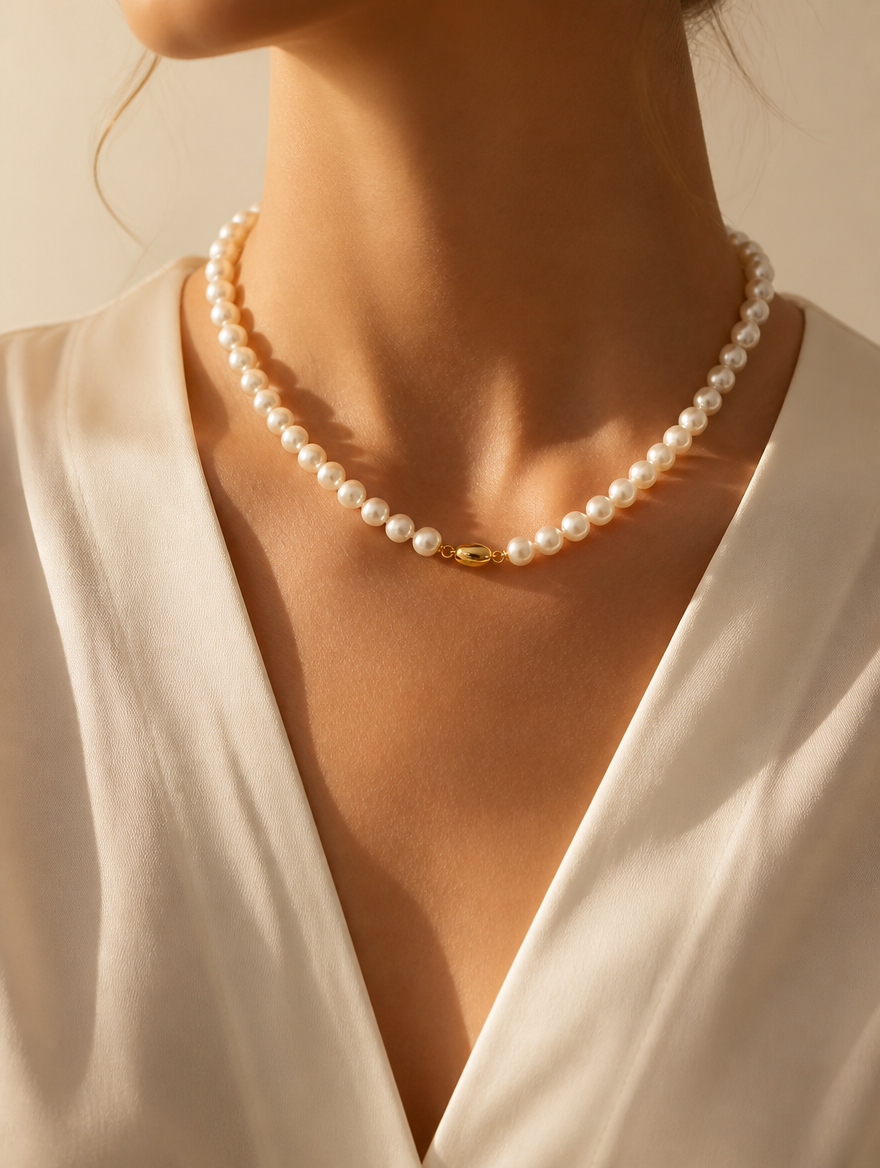 EMILIENNE parelketting lifestyle close-up