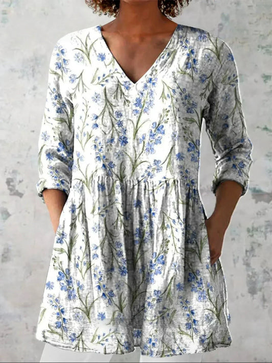 Rosalie | Lieflijk Bloemen V-Hals Shirt