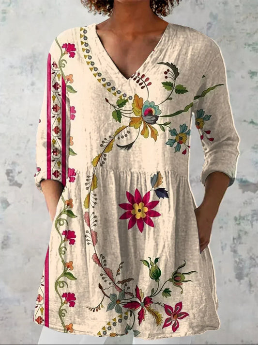 Norah | Bohemian Bloemen V-Hals Shirt