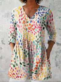 Isa | Aquarel Stippen V-Hals Shirt