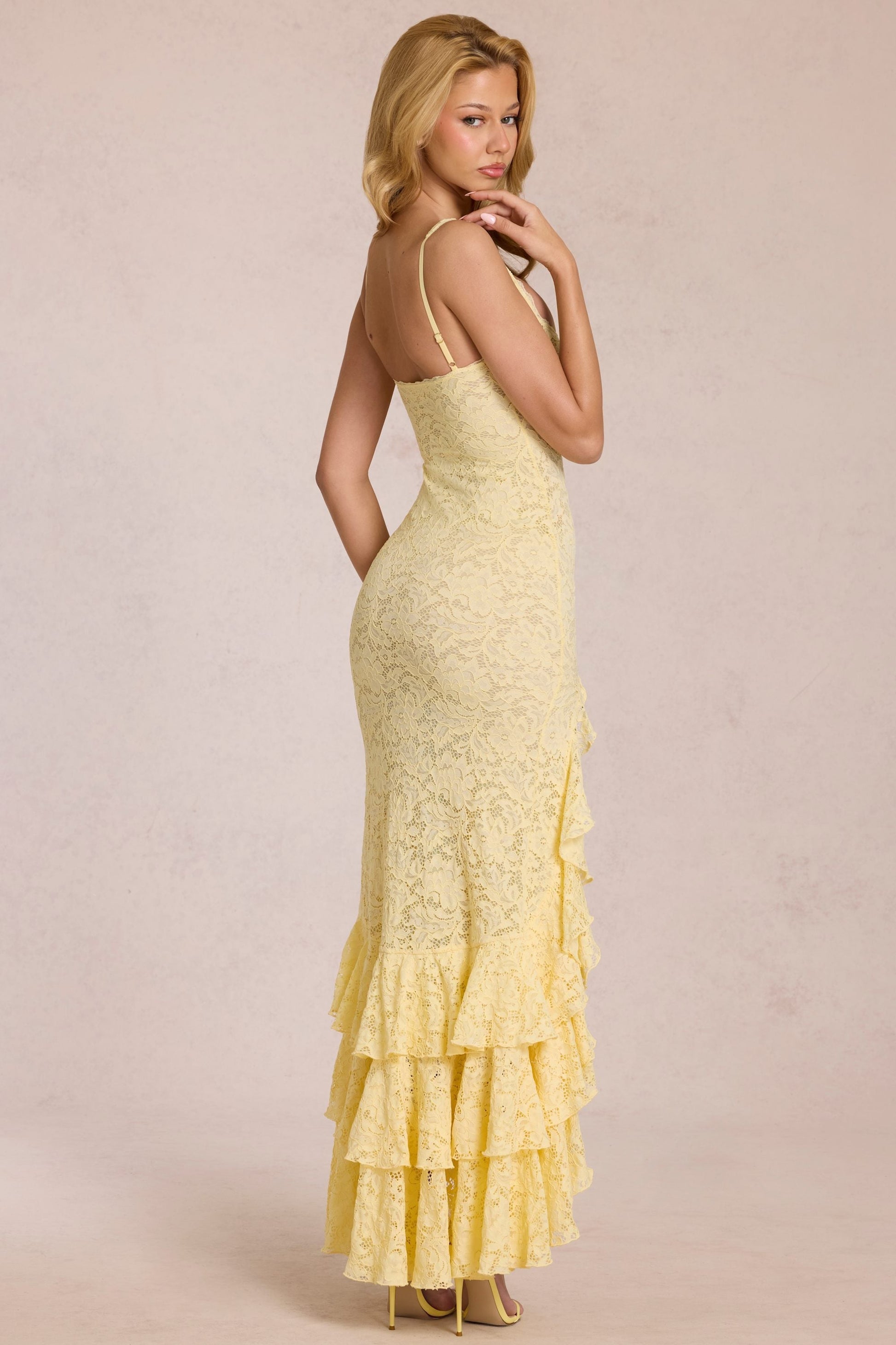 Elin maxi jurk Lemon detail