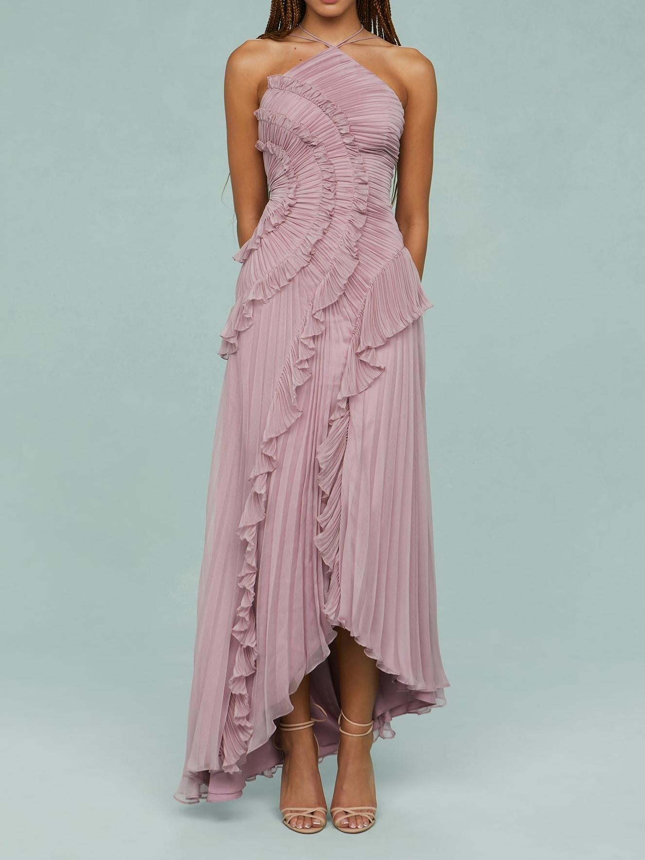 Serelina maxi jurk Paars detail