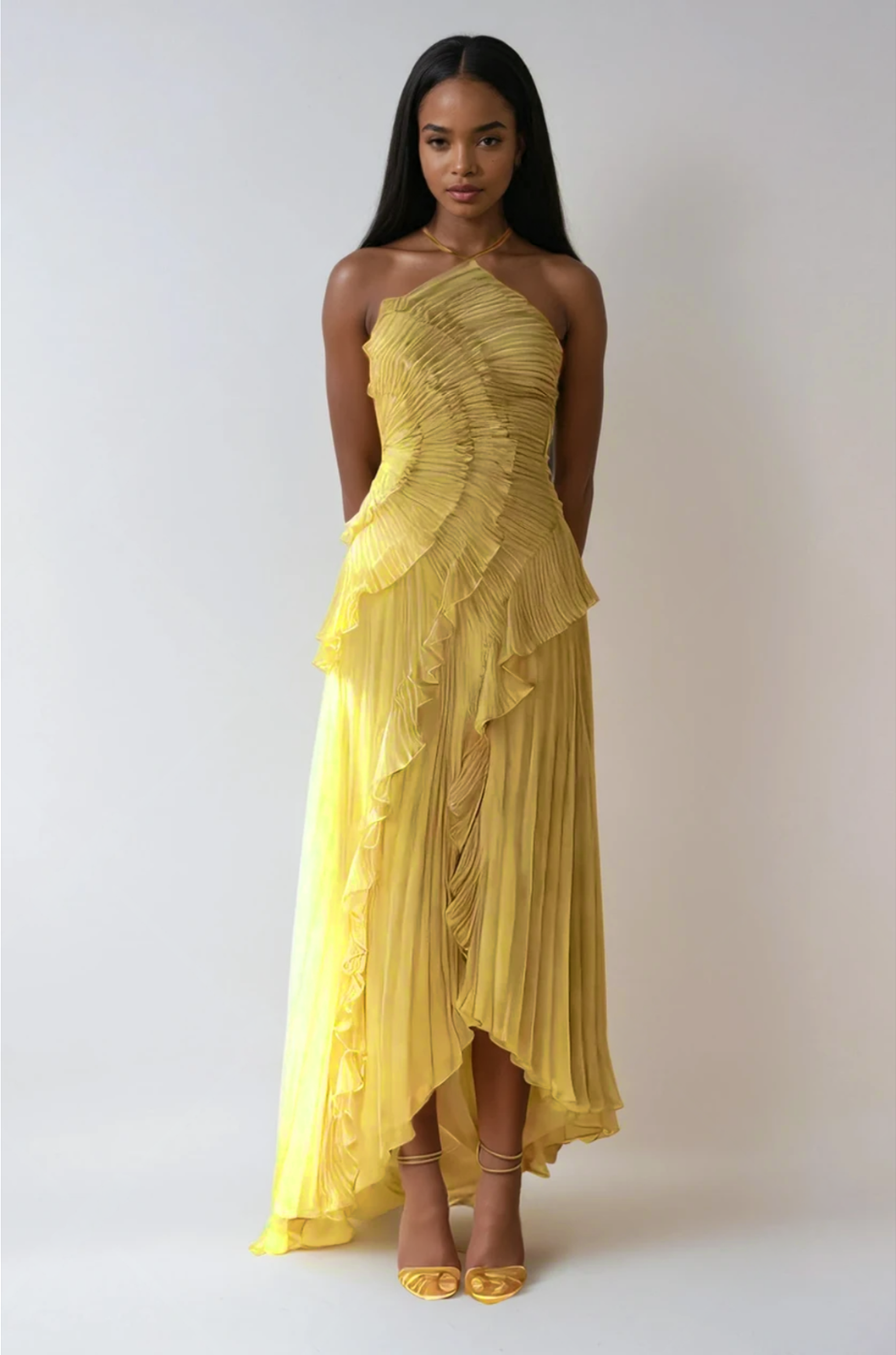 Serelina maxi jurk Lemon detail