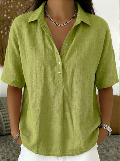 Angela | Blouse met kraag en knoopdetail (TIJDELIJK 1+1 GRATIS!)
