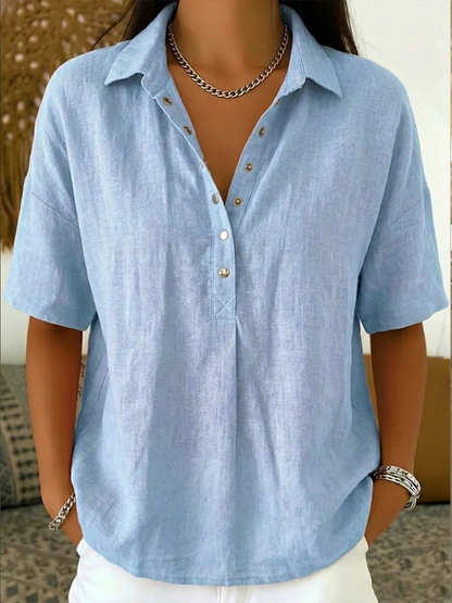 Angela | Blouse met kraag en knoopdetail (TIJDELIJK 1+1 GRATIS!)