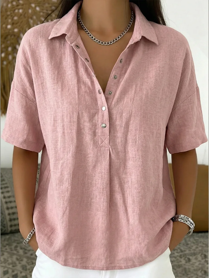 Angela | Blouse met kraag en knoopdetail (TIJDELIJK 1+1 GRATIS!)