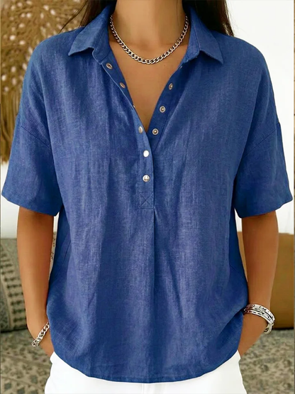 Angela | Blouse met kraag en knoopdetail (TIJDELIJK 1+1 GRATIS!)