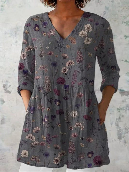 Anouk | Bloemen Print V-Hals Shirt