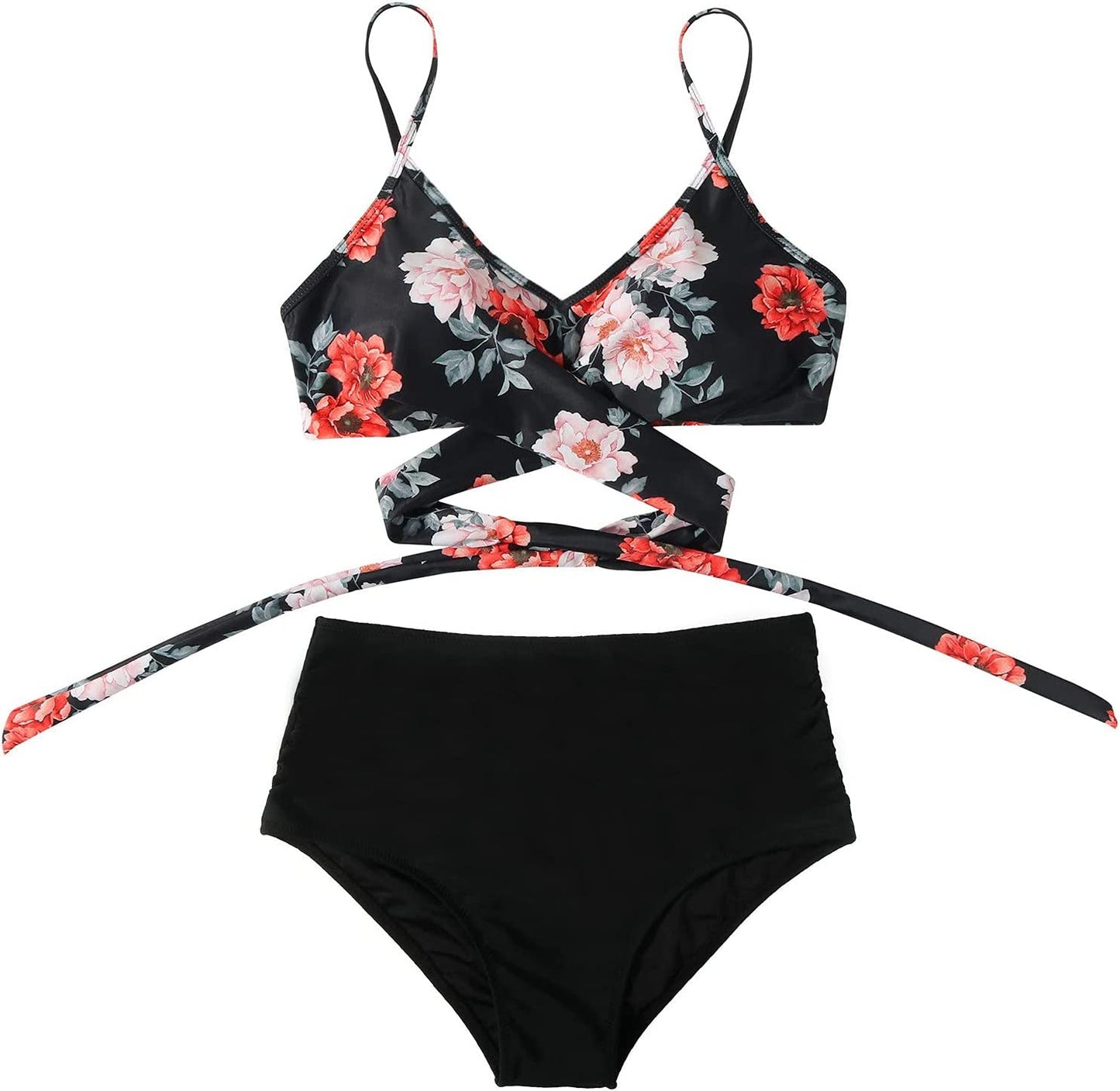 Belle High Waisted bikini - Bloemen detail