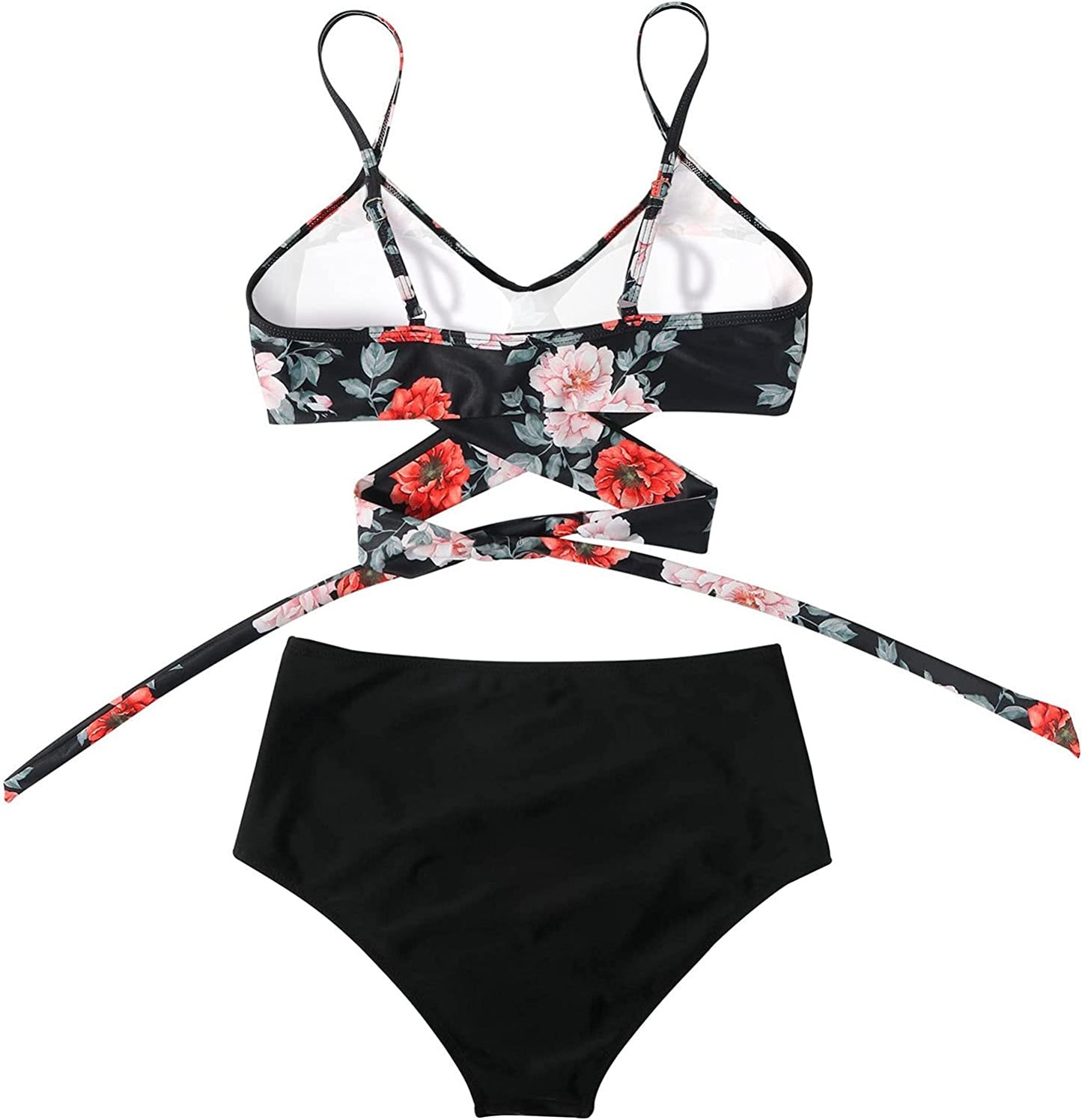 Belle High Waisted bikini - Bloemen achterkant