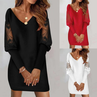 Naomie | Elegante Damesjurk van Kant met V-hals