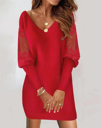 Naomie | Elegante Damesjurk van Kant met V-hals