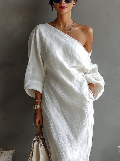 NELLE | Elegante One-shoulder Maxi-jurk
