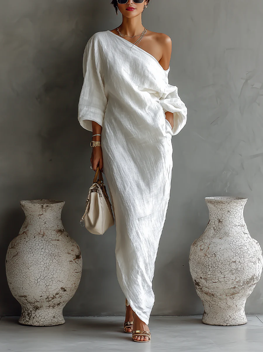 NELLE | Elegante One-shoulder Maxi-jurk