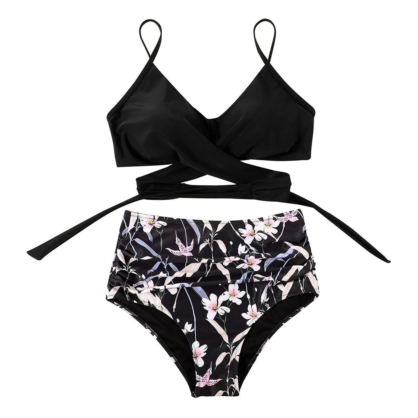Belle High Waisted bikini - Zwarte top detail