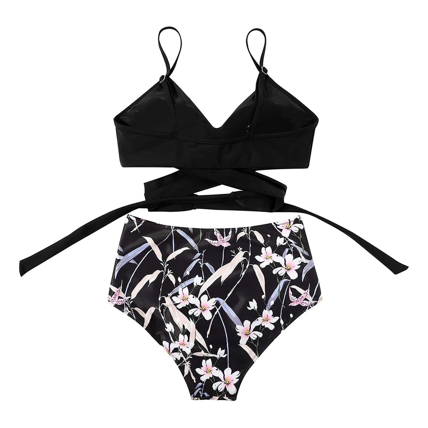 Belle High Waisted bikini - Zwarte top detail 2