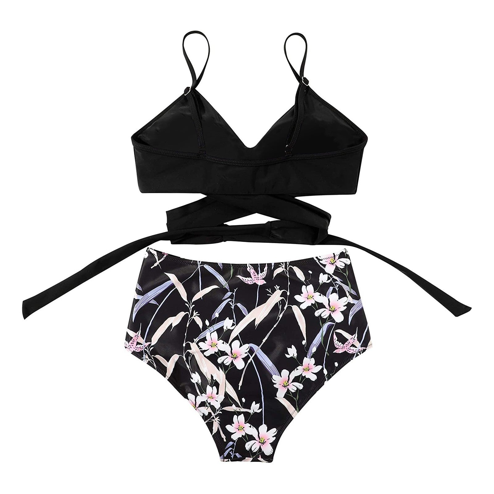 Belle High Waisted bikini - Zwarte top detail 2