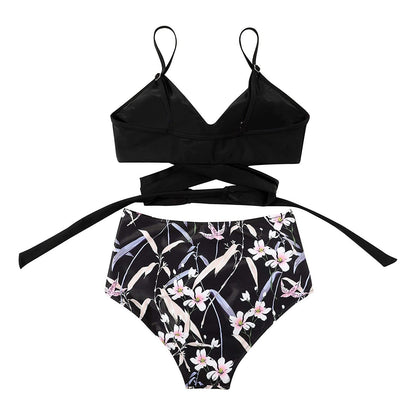 Belle High Waisted bikini - Zwarte top detail 2