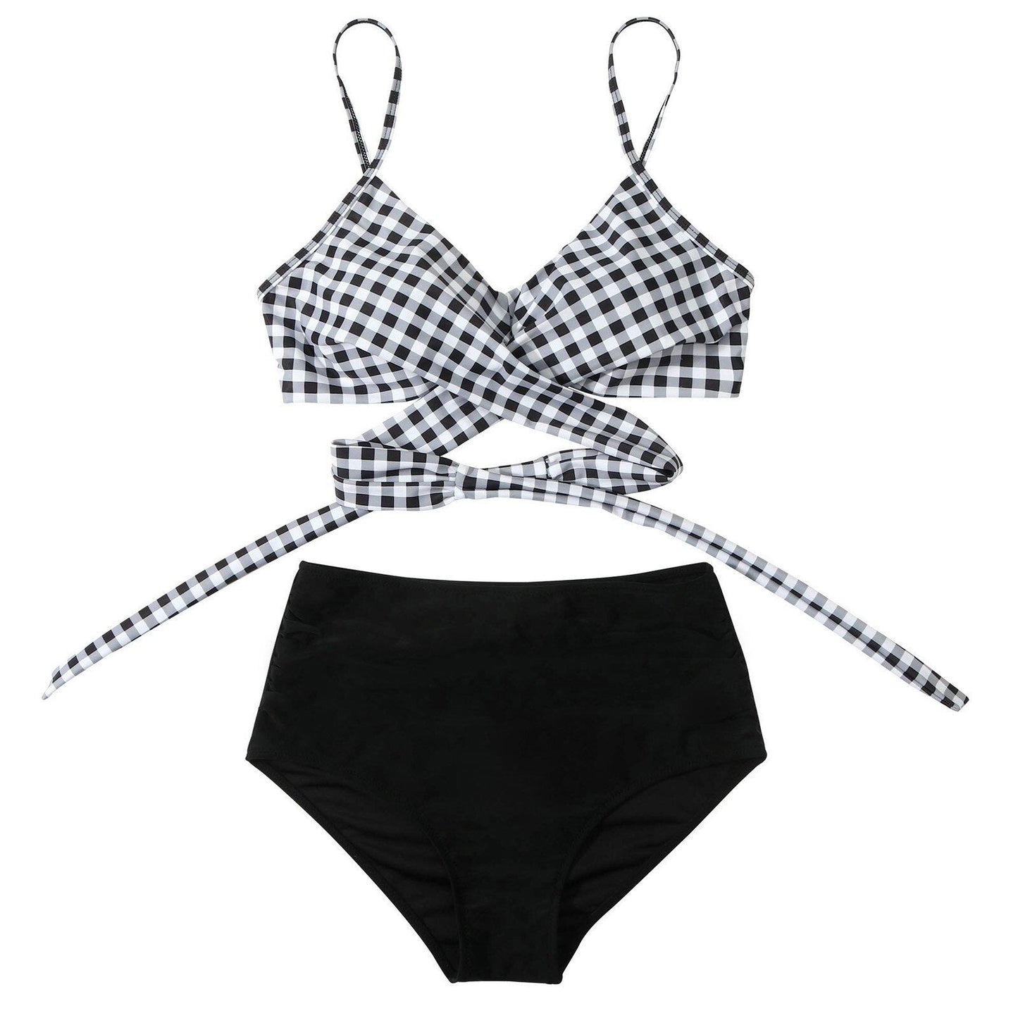Belle High Waisted bikini - Zwart-Wit detail