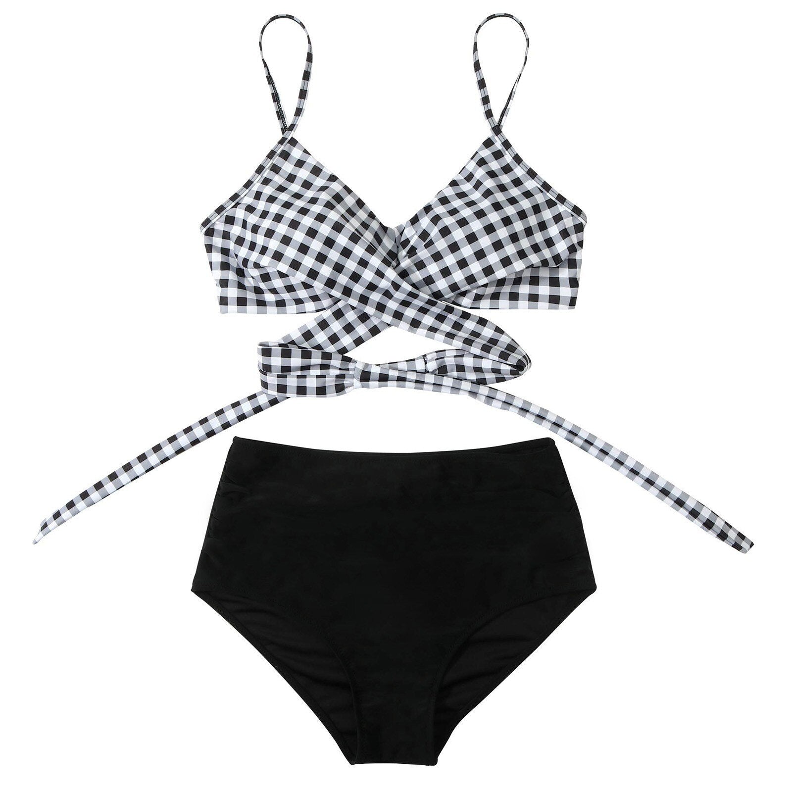 Belle High Waisted bikini - Zwart-Wit detail