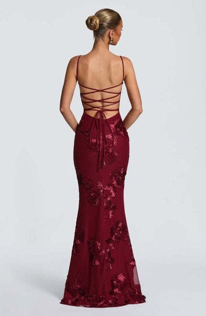 Figurbetontes Maxi Kleid mit Spitze