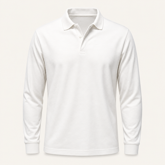 ROMEO Premium Long Sleeve Polo in Wit