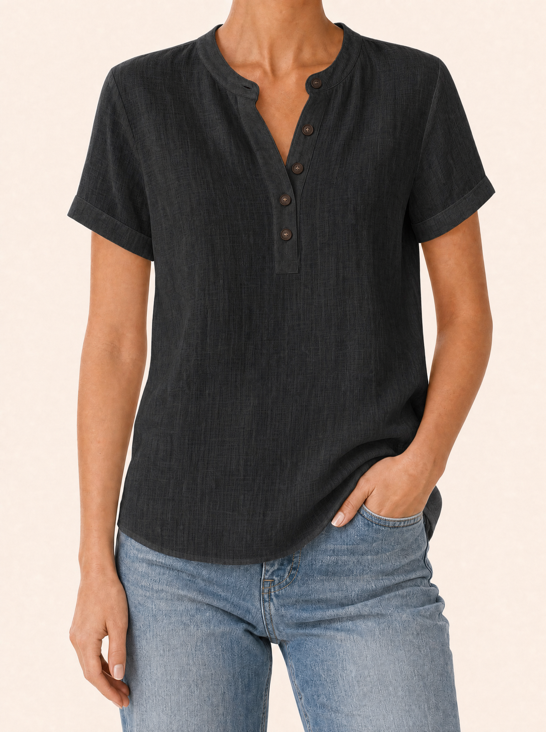 CAMILLE Katoenen Blouse - Zwart