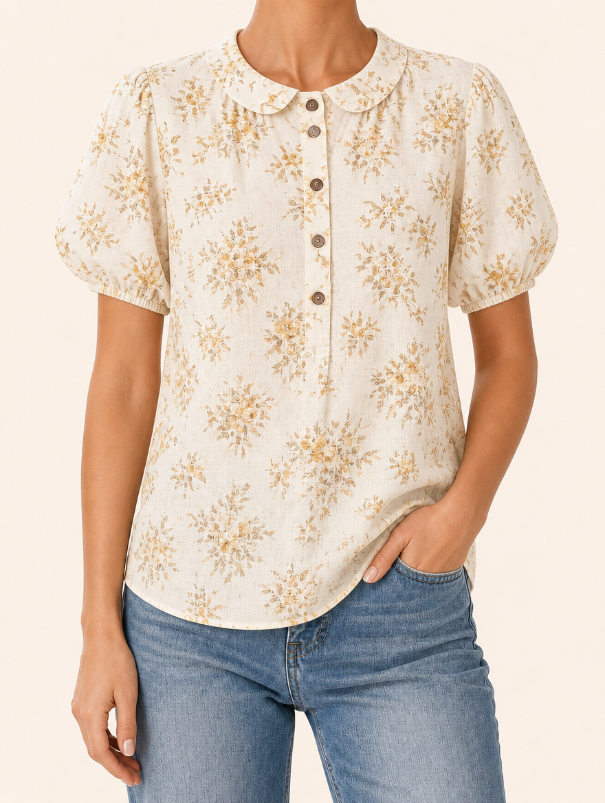 SOFIE bloemenblouse cream gold floral