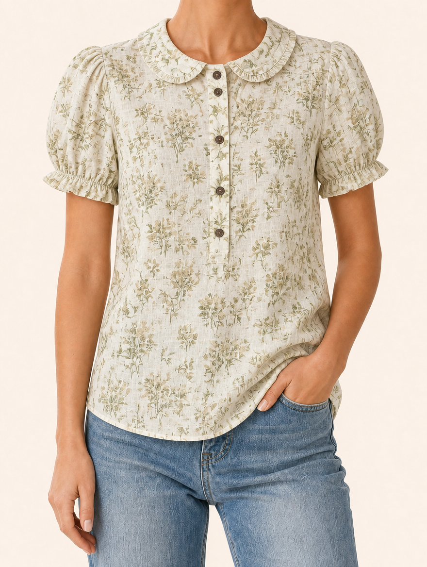 SOFIE bloemenblouse sage green floral