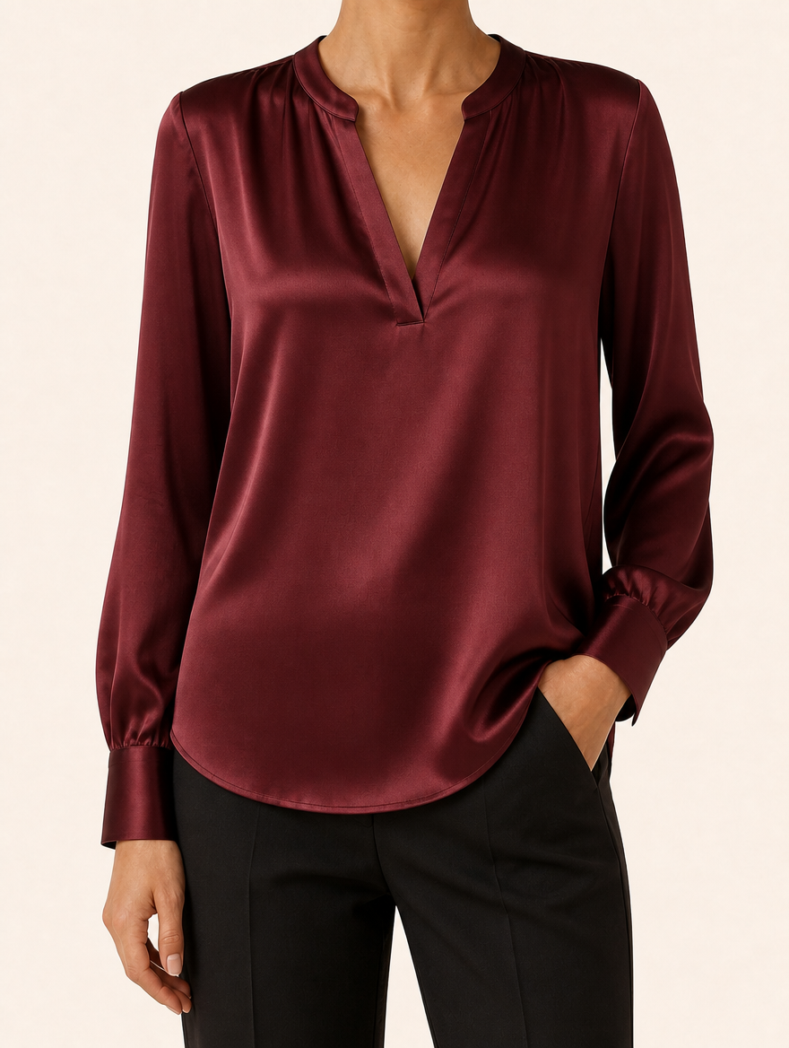 ELODIE satin blouse bordeaux