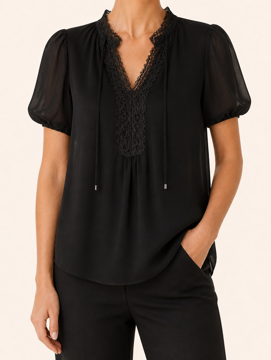MARGAUX chiffon blouse zwart