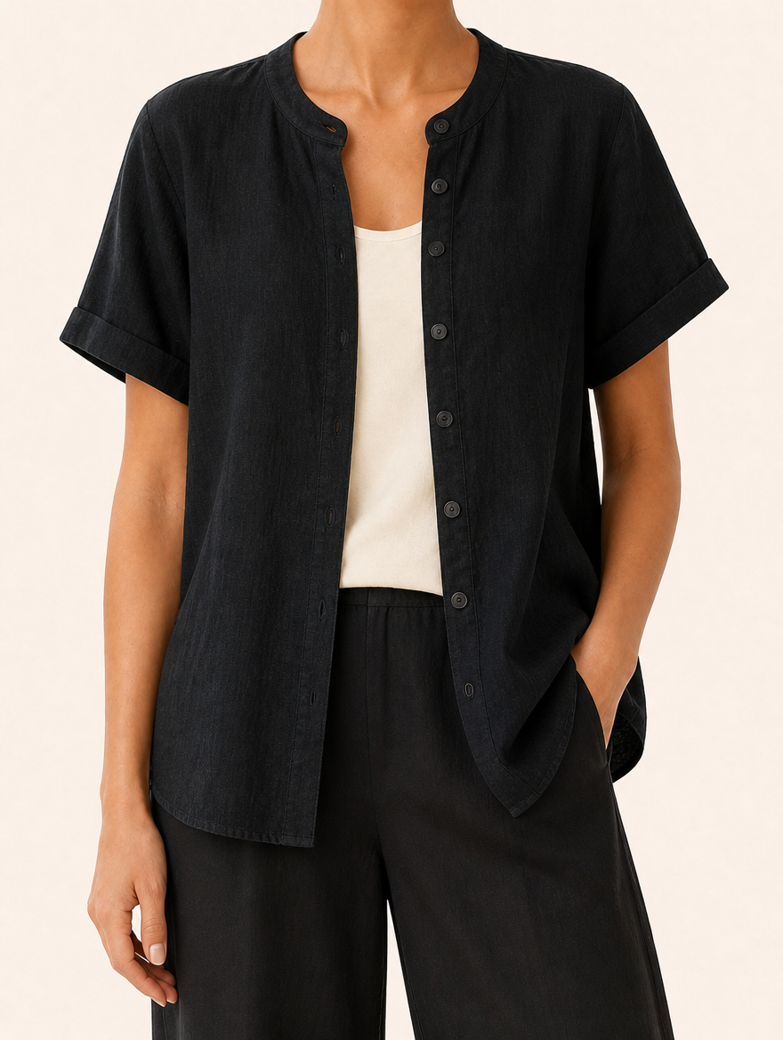NOVA oversized open blouse zwart