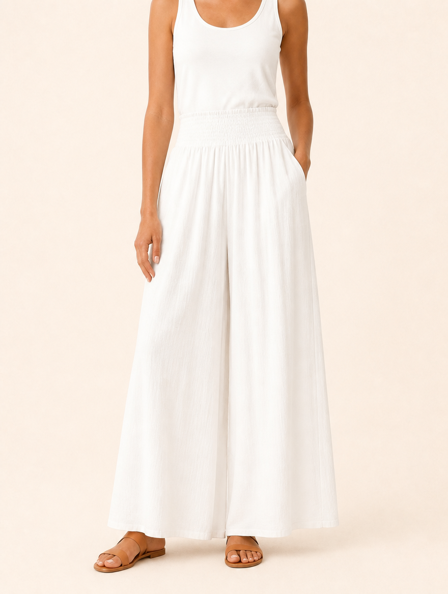 OLIVIA palazzo zomerbroek wit Maison Noor