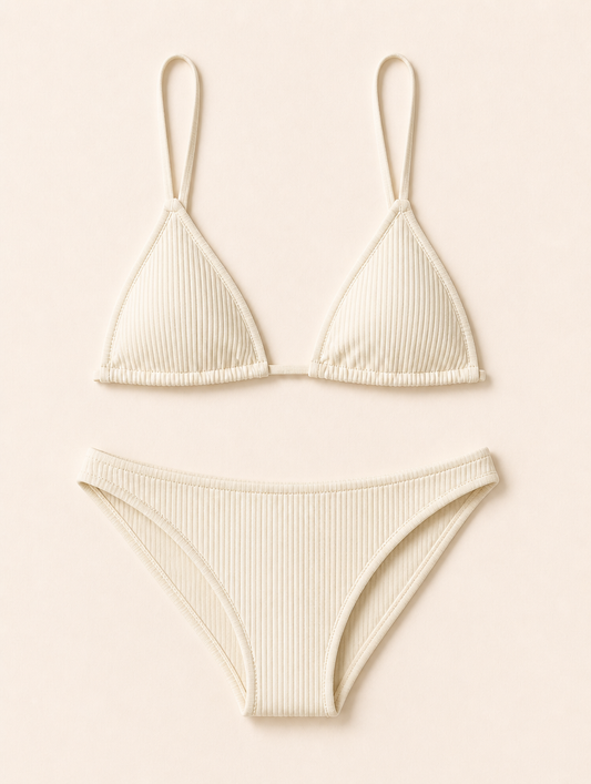 ANAIS ribbed knit bikini cream Maison Noor