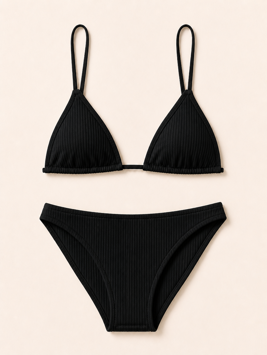 ANAIS ribbed knit bikini zwart