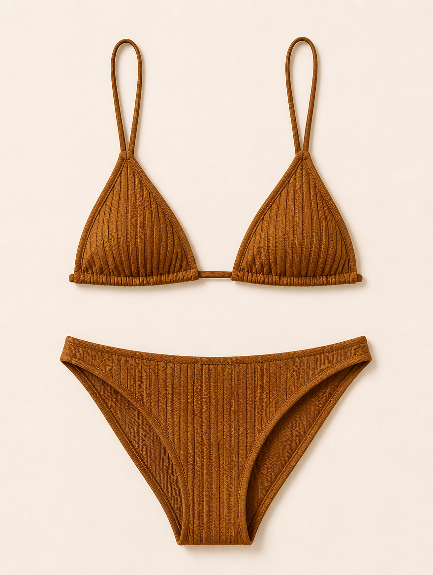 ANAIS ribbed knit bikini caramel