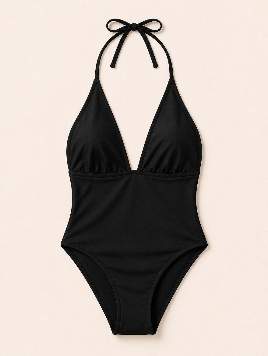 LEONIE V-hals halter badpak zwart Maison Noor