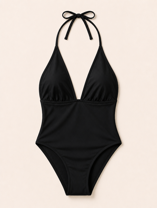 LEONIE V-hals halter badpak zwart Maison Noor