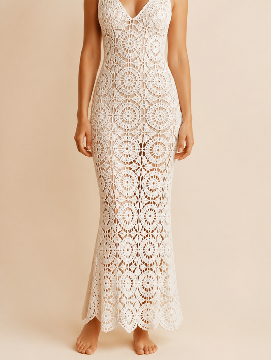 LISELOTTE Gehaakte Maxi Jurk - headless model