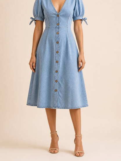 ELISE Denim Jurk - Blauw headless model