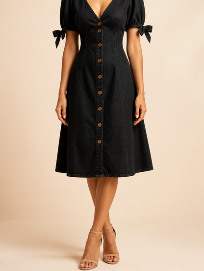 ELISE Denim Jurk - Zwart headless model