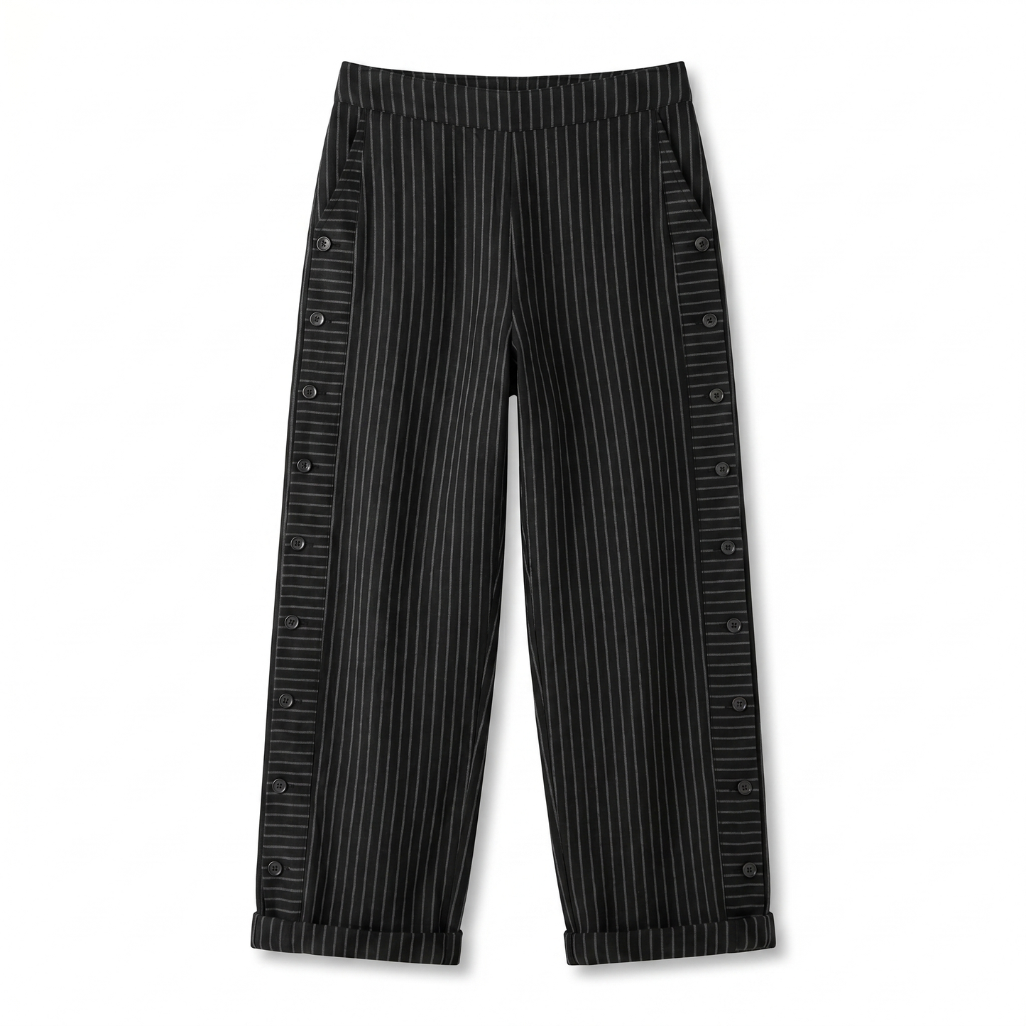 TESS | Gestreepte Pantalon met Knoopdetail | 1+1 GRATIS