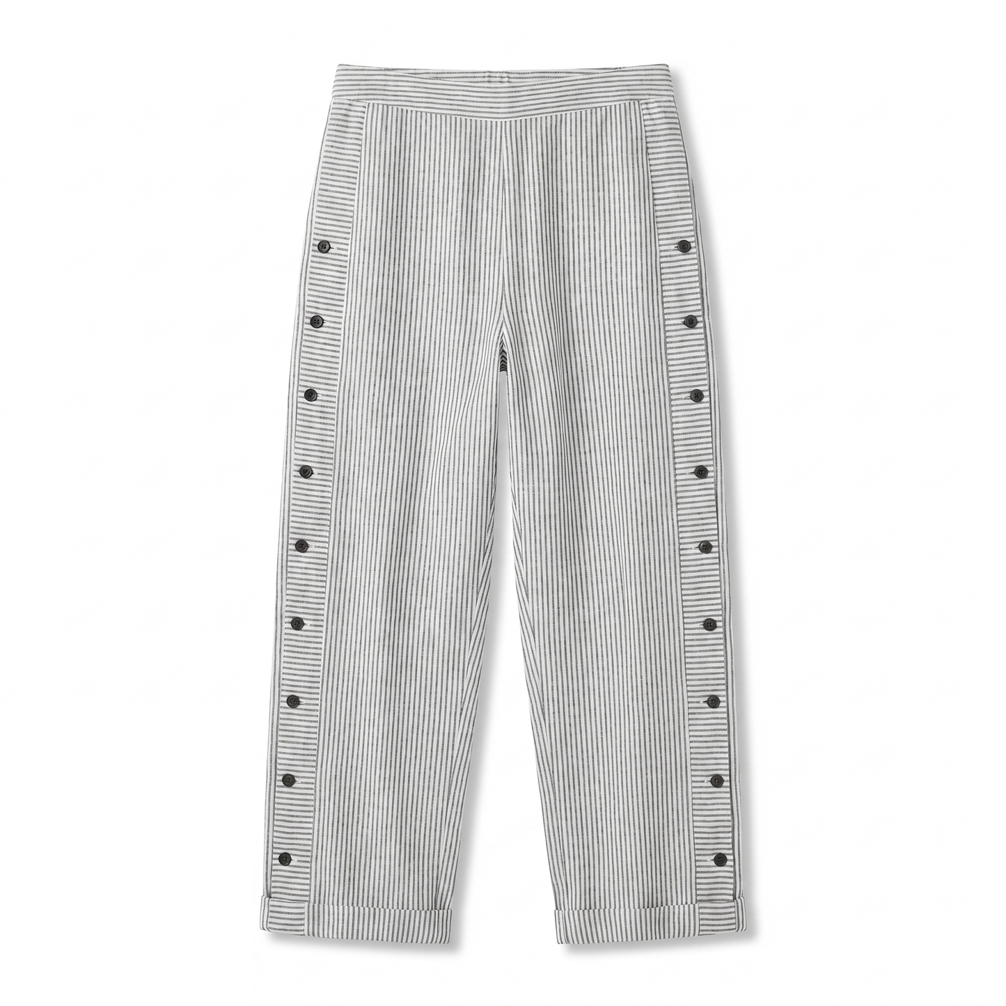 TESS | Gestreepte Pantalon met Knoopdetail | 1+1 GRATIS