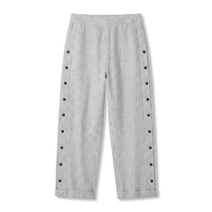 TESS | Gestreepte Pantalon met Knoopdetail | 1+1 GRATIS